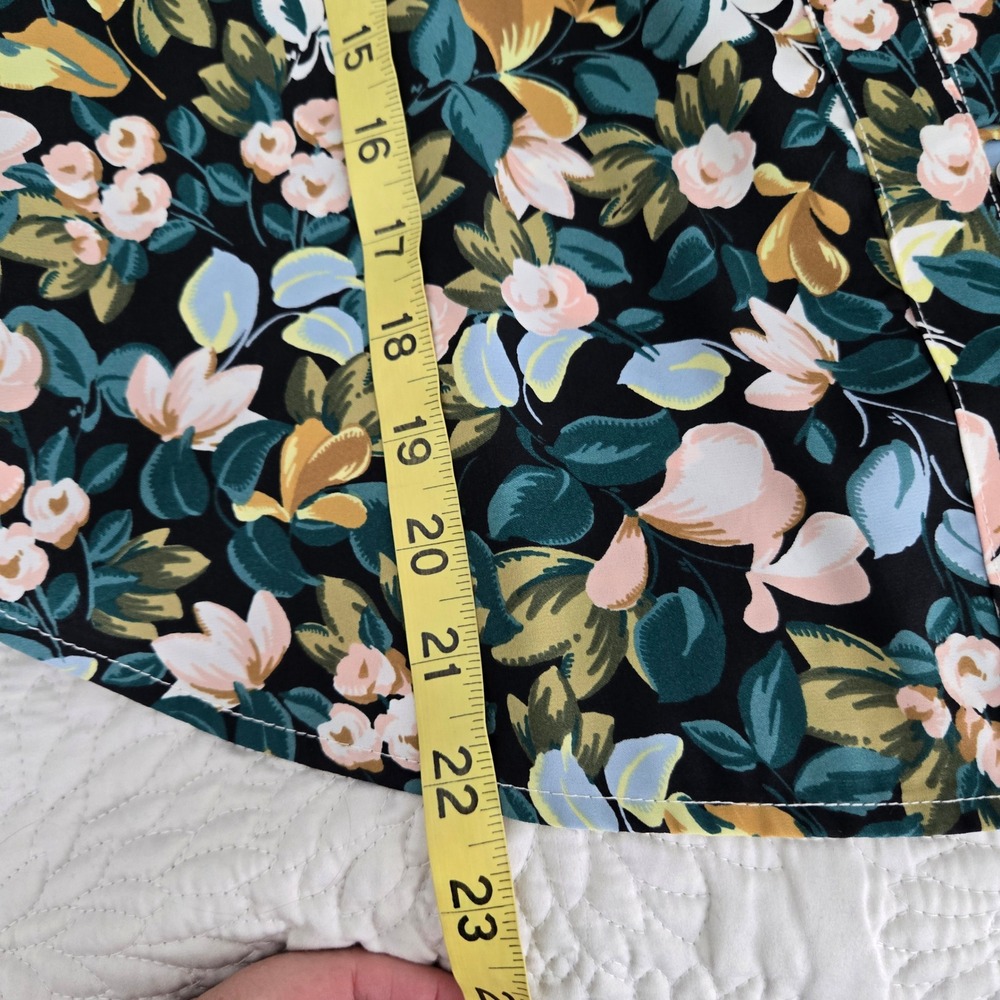 Pilcro Anthropologie Floral Peter Pan Collar Ruffle Blouse Green Mustard Small - Picture 5 of 9